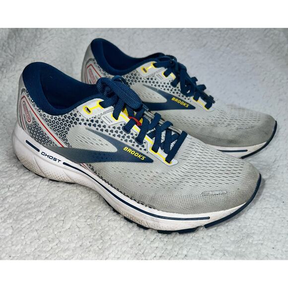 Brooks Ghost 14 Grey Titan Maize Athletic Running Sneakers...